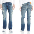Blue Men Cotton Stretch Basic Wash Fashion Wash Casual Wear Slim Fit Straight Denim Jeans